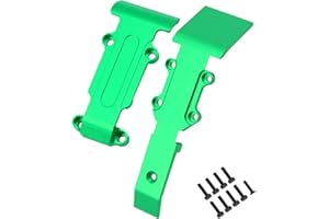 hopsupRC Front Rear Skid Plate Upgrades for 1/16 E-REVO/Mini Slash,2PCS Aluminum Front Rear Skid Plate Hops Up Upgrades Parts for 1/16 E-REVO （71076-3）;Mini Slash （70054-1）,Green