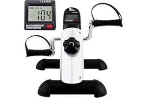 Himaly Mini Bicicleta Estática con Pantalla LCD para Entrenamiento de Brazos y Piernas Pedales Estaticos Minibicicleta Ajustable para Hacer Ejercicio en Casa con tapete antideslizante y correa fija