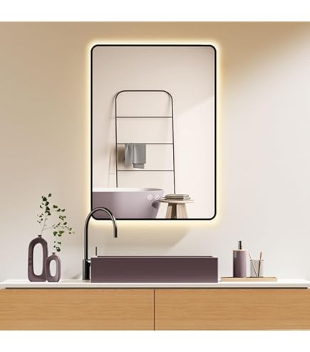 HOKO® Design ANTIBESLAG badkamerspiegel frameloos ovaal 60x100cm in XL-formaat. HOCH dwarse montage. Grote LED-spiegel. Met 2 aanraakschakelaars LED-licht wisselen - warm wit - koud wit - neutraal