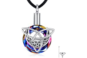 JFASHOP Celtic Moon Collana con urne celtiche in argento sterling 925 con ciondolo a forma di luna per cenere triplice collana crescent irlandese gioiello celtico regalo per donne e uomini