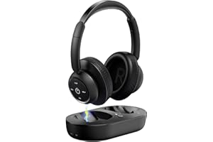 ZUPVIY Wireless TV Headphones for Seniors - High Volume, No Audio Delay (Plug & Play) - Compatible with Optical/AUX/RCA/USB - Includes Senior Charging Station - Black
