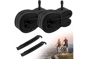 Favengo 2 Pcs Camara Bicicleta 26 x 1.75 1.95 2.0 2.1 2.125 Camara MTB 26 Antipinchazos con Valvula Schrader 35cm de Largo Recamara Bicicleta 26 Camara de Aire 26 para Bici MTB + 2pcs Palanquetas