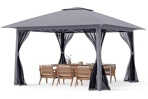 COSTWAY Paviljong 4 x 4 m, hopfällbar pviljong med 4 myggnät och dubbeltak och metallram, vattentät och stabil och vintersäke