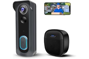KAMEP Video Doorbell Camera Wireless with Chime, 2K HD WiFi Smart Doorbell, Voice Changer, PIR Motion Detection, 2-Way Audio, Night Vision, 2.4G, IP66, Battery Powered, Works with Alexa & Google Home