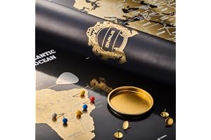 Extra stor skrapbar världskarta svart-guld lätt att rama in – XL-karta skrapa av svart – Den bästa presenten, en världsposter