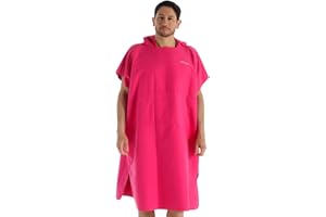 Adore Changing Robe Quick Drying Microfibre Poncho Towel With Pocket & Hood For Beach Swimming Surfing, Pink, S/M