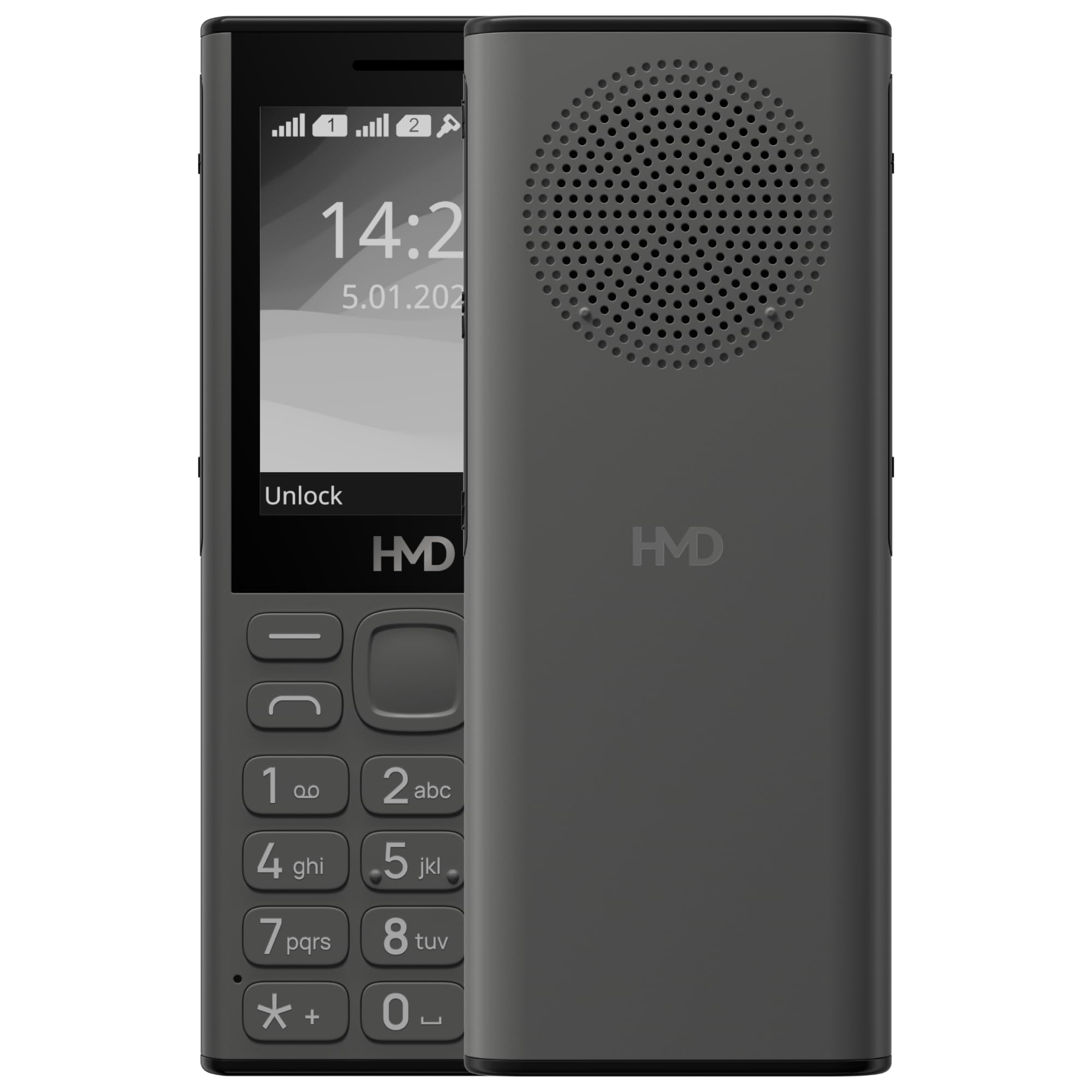 HMD 130 Music | Built-in Powerful Loud Speaker & Dedicated Music Buttons | Music Player and Wireless FM Radio | 2500 mAh Battery & Type C Fast Charger | Built-in UPI App | Dark Grey