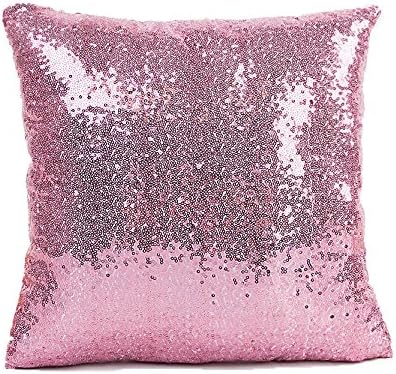 Sequins Pillow Case, Glitter Paillette Sequins Pillow Case Throw Cushion Case Decorative Glitzy Comfy Satin Solid Color Throw Pillow Cover 16"X16"