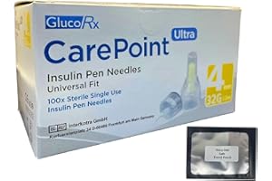 Glucorx Carepoint + Tetra-Sole™ Pouch: Diabetic Insulin Pen Tips 32G x 4 mm (100 Pcs/Box)