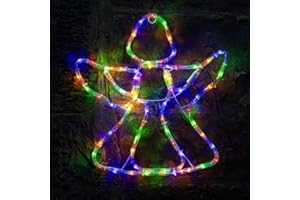 Garden Mile Christmas Angel Silhouette Rope Lights Pre-Lit Acrylic Large Multicolour LED Lights Festive Lighting Indoor Outdoor Christmas Decorations for Window, Garden, Home Decor Mains Powered