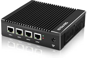 Sharevdi Dispositivo Micro Firewall senza ventola Intel N3700/N3710 Quad Core, Mini PC 4 porte Intel 2,5 GbE i225 Gigabit NIC Mini Computer Desktop, AES-NI, USB3.0/HDMI/VGA, 8G DDR3 128GB SSD.