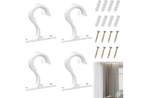 LEIBOCHAO 4 Piezas Soportes para Barra de Cortina en Aleación de Aluminio, Resistentes y Versátiles, Soporte Barra Cortina 25-28 mm para Baño, Cocina, Salón, Hotel, para Techo y Pared