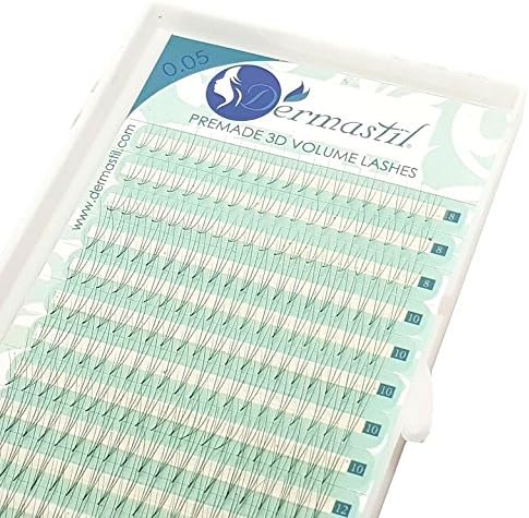 Semi Permanent Eyelash extension Russian 3D Premade Volume Fan C Curl- Thickness 0,05 mm MIX Lenghts 8 mm-10mm-12mm-14mm for Individual Eyelashes Extensions