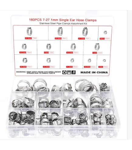 160Pcs 7-23.5mm Fascette stringitubo a orecchio singolo in acciaio inossidabile 304 Fascetta stringitubo a vite senza fine Clip for tubo dell'acqua del carburante
