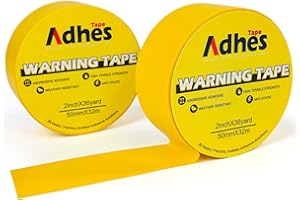 ADHES TAPE PURSUIT OF PERFECTION ADHES Nastro di avvertimento di sicurezza 2 rulli 50mm x 32m giallo striscia PVC nastro di avvertimento autoadesivo, per la marcatura del pavimento, pareti, tubi e marcatura dell'attrezzatura