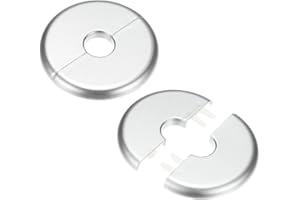 M METERXITY 2-Pack Wall Split Flange, for 0.6 Inch/16mm OD Pipe ABS Escutcheon Plate Round Self-Adhesive Plumbing Cover Plates for Water Pipe/Faucet [Silver Tone]