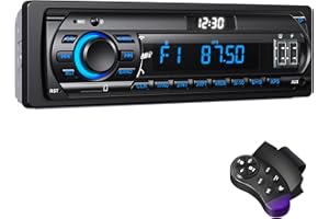 WISTRUE RDS Car Radio Bluetooth Hands-free, 9-24V Car Stereo Bluetooth 4 x 65W FM/AM Radio LCD Clock with 7 Colors Lighting, MP3 Player Supports 2 USB/AUX/SD