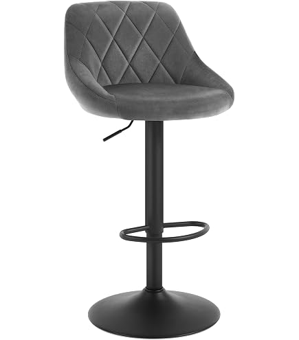 Lot De 2 Tabourets De Bar Réglables En Hauteur Similicuir Gris - Style Rétro EUGAD