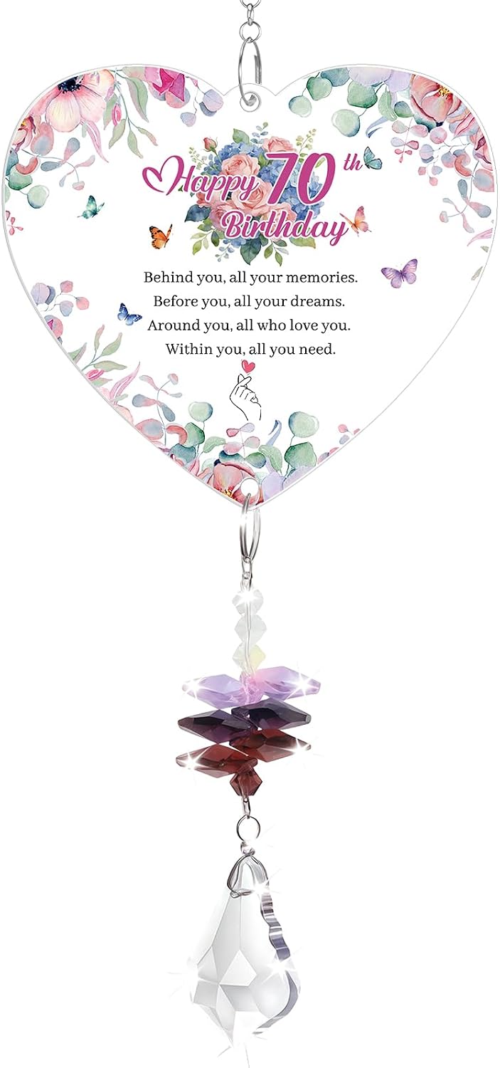 70th Birthday Gifts For Women, Crystal Suncatcher, 70th Birthday Gifts For Her, Gifts For 70 Year Old Woman, Present For Mum Auntie Grandma Wife Friends Teacher