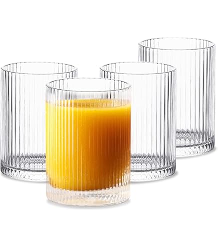 QCKNSO Geribbelde waterglazen, set van 6, 300 ml, cocktailglazen, waterglazen, drinkglazen, vaatwasmachinebestendig, ijskoffie, drinkglas voor Iced Matcha Latte QCKNSO Geribbelde waterglazen, set van 6, 300 ml, cocktailglazen, waterglazen, drinkglazen, vaatwasmachinebestendig, ijskoffie, drinkglas voor Iced Matcha Latte
