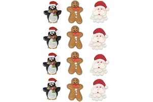 WAREHOUSE 505 Edible Christmas Cake Cupcake Decorations Santa, Penguin, Gingerbread man x12 (C)