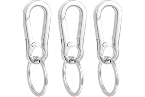 Androxeda 3 Stück Karabiner Schlüsselanhänger mit Schlüsselring Metall Karabinerhaken mit Abnehmbare Schlüsselring,Stabil Schlüssel Karabiner Haken