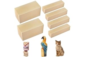 SIYINGSAERY 6 PCS Basswood Whittlers Carving Blocks 2 Size Unfinished Wood Blocks Plank Blank Wood Carving Blocks Natural Wooden Whittling Kit for Adults 15+ Beginners DIY, 10*5*5cm&10*2.5*2.5cm