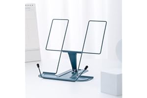 MSDADA-Supporto da Lettura con Staffa in Metallo, Multifunzione, Regolabile, per Studio, Libro, Riviste, Menù, iPad, Ricettario, Note, Ufficio, Scuola, Prezzo Studentesco (Blu Morandi)