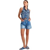 DILVIN Kadın Y&uuml;ksek Bel Kesik Pa&ccedil;alı Denim Şort Yazlık Casual Jean Şort