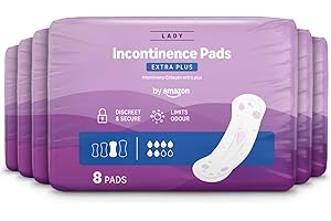 by Amazon Incontinence Pads Extra Plus, 48 Pads (6 Packs of 8), Individually wrapped, Unscented (Previously Amazon Basic Care) - Packaging May Vary