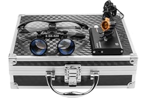 BONEW 2.5X420MM Chirurgische Binokularlupen mit 3-W-LED-Scheinwerferfilter, Aluminiumgehäuse, schwarz