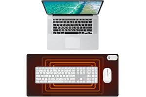 Lotvic Alfombrilla de escritorio con calefacción, alfombrilla de ratón con función de calefacción, 3 niveles de calor para PC, portátil, hogar, oficina, impermeable, negro, 80 x 33 cm