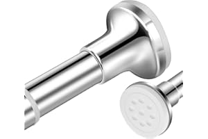 TUTJEN Shower Curtain Pole Adjustable 100-180 cm, 2.5 cm Diameter Spring Tension Shower Pole No Drilling Non Slip, Brushed Nickel