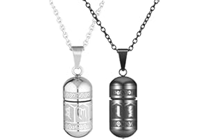 Zysta Coppia di ciondoli a Forma di Cenere, in Acciaio Inox, con Ciondolo a Forma di urna, a Cartuccia, con Incisione Om Mani Padme Hum