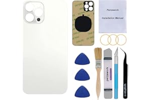Perzework Ersatzglas für Rückseite (Silber), kompatibel mit iPhone 12 Pro Max 6,7 Zoll, alle Träger mit vorinstalliertem Klebstoff und Reparaturwerkzeug-Kits