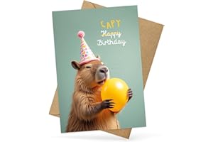 ‎KOKO LORA Koko Lora Capy Birthday • Lustige Geburtstagskarte mit Capybara • Happy Birthday Karte zum Geburtstag mit Umschlag