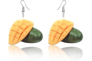 YONGHUI Personalised Fruit Drop Earrings For Women Ladies Girls Peach Mango Banana Cantaloupe Avocado Coconut Tree Grape Pear Grapefruit Hypoallergenic Earring Summer Jewellery Gifts Silver