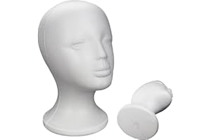 ZHUMCCY Cabeza femenina de espuma de poliestireno, cabeza de maniquí de peluca de espuma ligera para pelucas, bufandas, joyas, sombreros