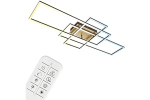 BRILONER - LED Deckenlampe mit Fernbedienung, dimmbar, einstellbar von warmweiß bis neutralweiß, LED Lampe, Deckenleuchte, Wohnzimmerlampe, Schlafzimmerlampe, Küchenlampe, 104x42x10 cm, Goldfarbig