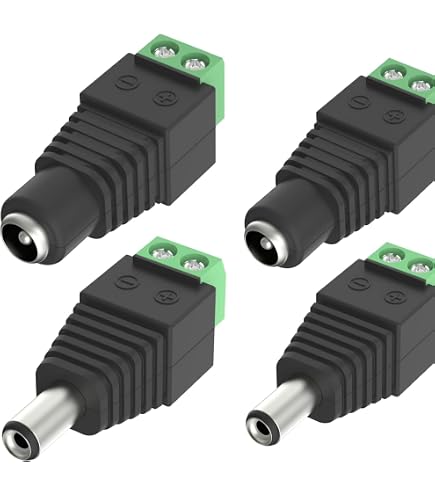KEPLE – Adaptateur DC Angle Droit 90° Souder 2.1mm/5.5mm Mâle, Connecteur Alimentation CCTV, Caméra IP, Bande LED