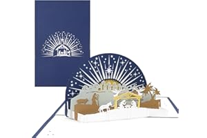 COLOGNE CARDS Kartka bożonarodzeniowa "Szopka z gwiazdką" – kartka 3D Pop Up na Boże Narodzenie, kartki bożonarodzeniowe z kopertą