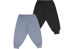 FLYISH DIRECT Potty Training Pants Lightweight, 100% Cotton Breathable Potty Training Trouser for Toddlers, Reusable Toilet Training Pants with Waterproof TPU for Boys and Girls, Black and Grey, L