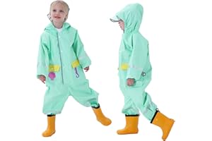 Baogaier Impermeables Niños Unisex Chubasqueros Chaquetas de Lluvia Poncho Abrigos Traje de Charco Capa Infantil Niñas Encapuchado Mono de Bolsillo Reflectante Impresión Animal 1 2 3 4 5 6 7 8 años