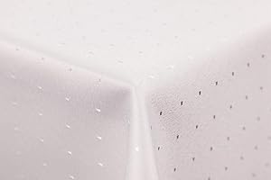 Punkte Damast Tischdecke, eckig, 130x260 cm, von First-Tex, Champagner, Pflegeleicht, Hochwertig, Bügelarm, Farbecht