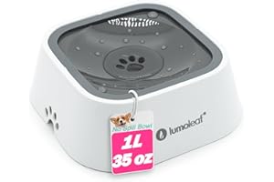 LumoLeaf Miska na wodę bez rozlania, powolny podajnik dla niechlujnych pijących, bez kapania, konstrukcja odporna na zachlapanie (szara, 992 g)