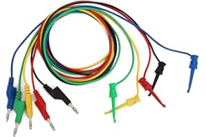 P1045 5 Pieces Banana Test Leads, 4 mm 1 m Stackable Wire Cable Banana Plug Crocodile Clip Test Leads for Multimeter, Banana Measuring Cable Test Lead