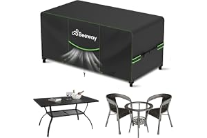 BEEWAY Garden Furniture Cover With Air Vent, Waterproof Patio Rattan Sofa Table Chair Set Cover - 420D Oxford Fabric, Windpro