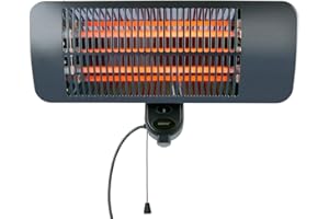 alpina Chauffage de Terrasse Suspendu Chauffage Extérieur Terrasse 2000W 3 Niveaux - Chauffage Extérieur Électrique IP34 avec Lampe Chauffante Infrarouge - Chauffage Terrasse