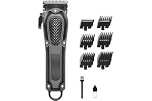 HIWARE Tagliacapelli Uomo Professionale, Macchinetta Per Capelli, Tagliacapelli Elettrico Waterproof Senza Fili Ricaricabile Regolazione a Tre Velocità Lame in Ceramica, BLACK
