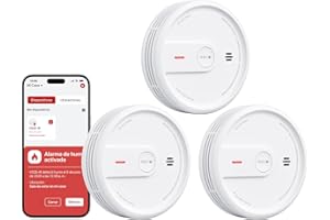 X-Sense Detector de Humo Inteligente para el Hogar, Vida Útil de 10 Años con Batería Reemplazable, Función Wi-Fi y App, Modo Nocturno, XS0E-iR, 3 Unidades